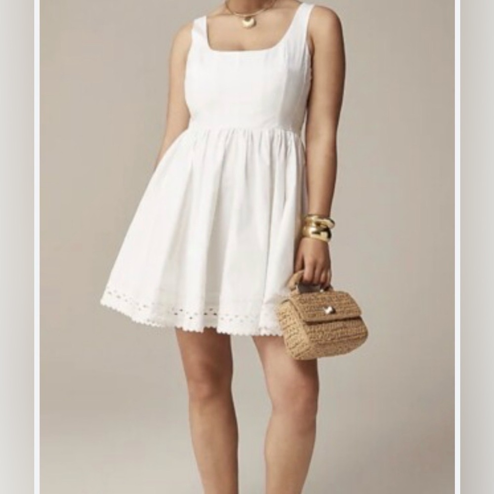 NWT J.Crew Fit And Flare Dress with Rick Rack Trim White Size 0